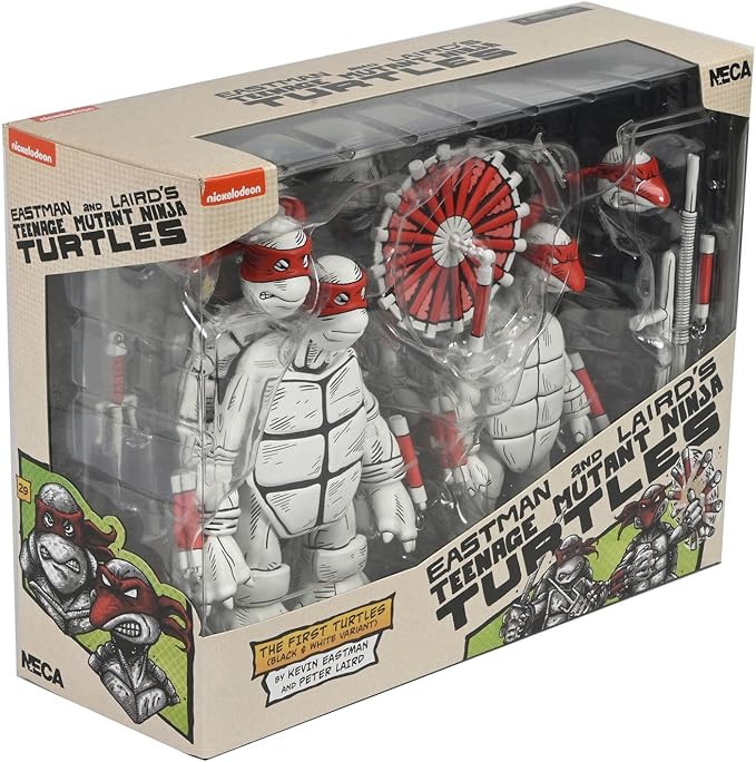 NECA Figura de Accion: TMNT Tortugas Ninja Mirage Comics - First Turtles 2 Pack Black & White 7 Pulgadas