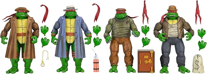 NECA Figura de Accion: TMNT Tortugas Ninja Mirage Comics - Gangster Turtles 4 Pack 7 Pulgadas