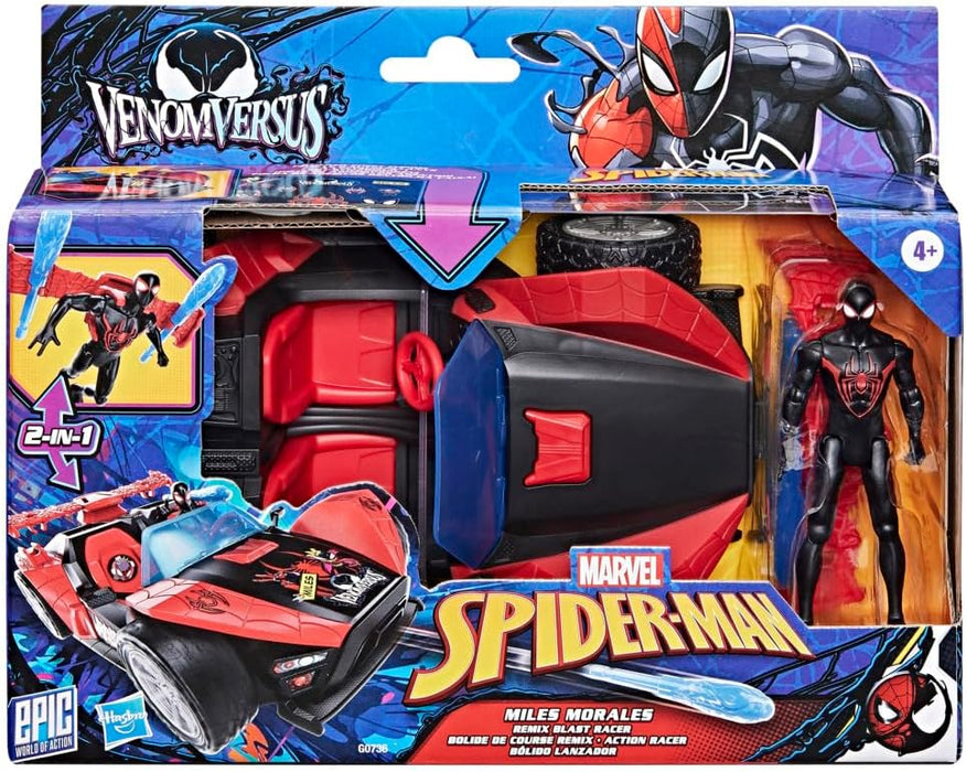 Marvel Epic World Of Action: Spiderman Venomversus - Bolido Lanzador Y Miles Morales