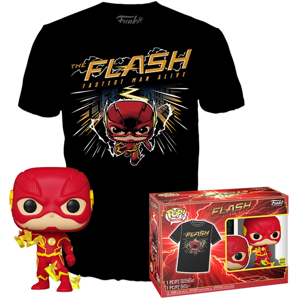 Funko Pop & Tee: DC The Flash - Playera Grande Con Flash Glow
