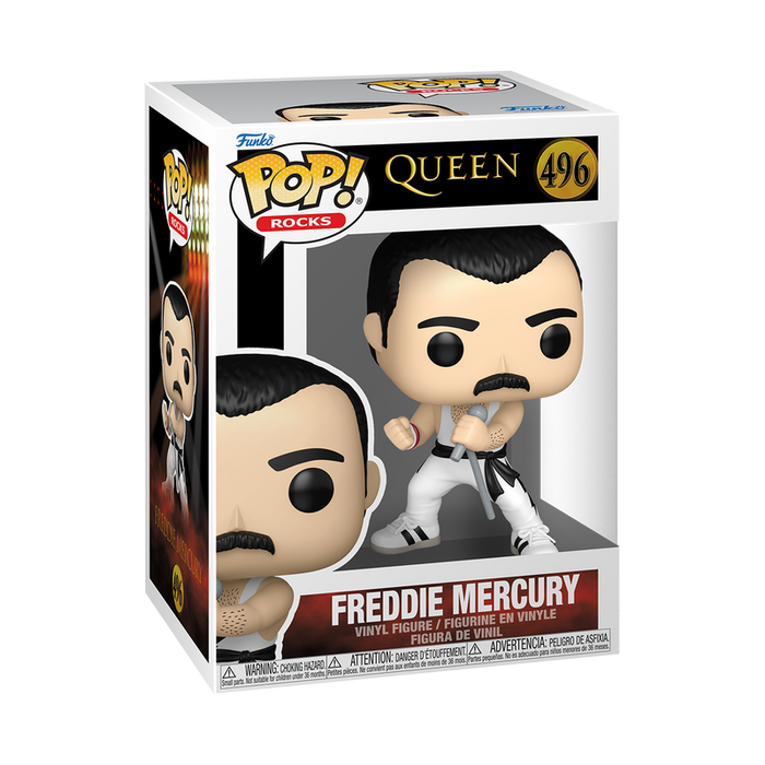 Funko Pop Rocks: Queen - Freddy Mercury playera blanca