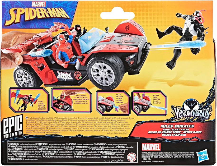 Marvel Epic World Of Action: Spiderman Venomversus - Bolido Lanzador Y Miles Morales
