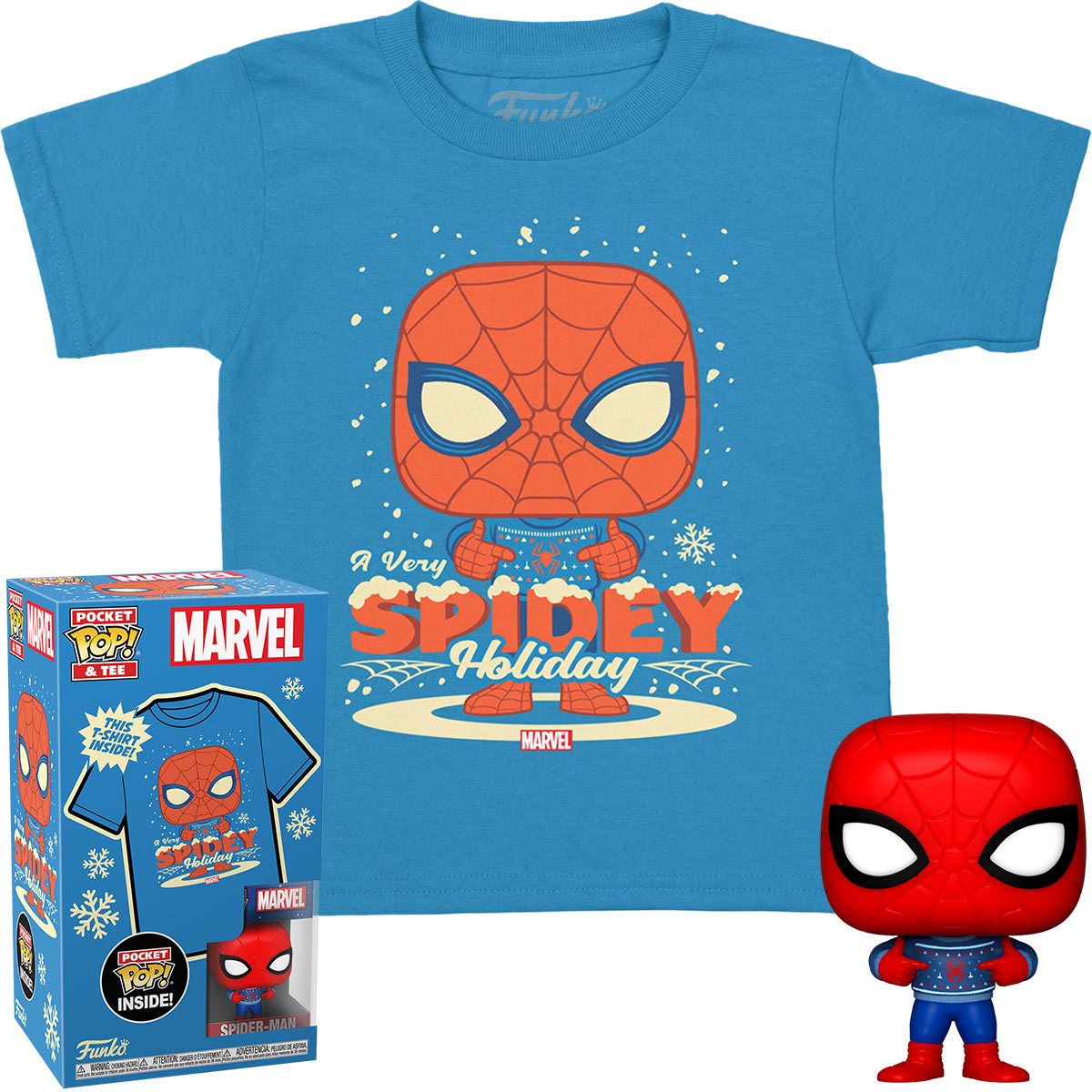 Funko Pop Keychain & Tee: Marvel Holiday - Playera Infantil Chica Con Llavero Spiderman