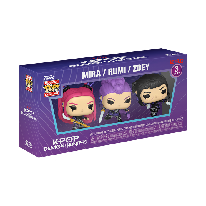 Funko Pop Keychain: K-Pop Demon Hunters - Rumi, Zoey y Mira 3 Pack