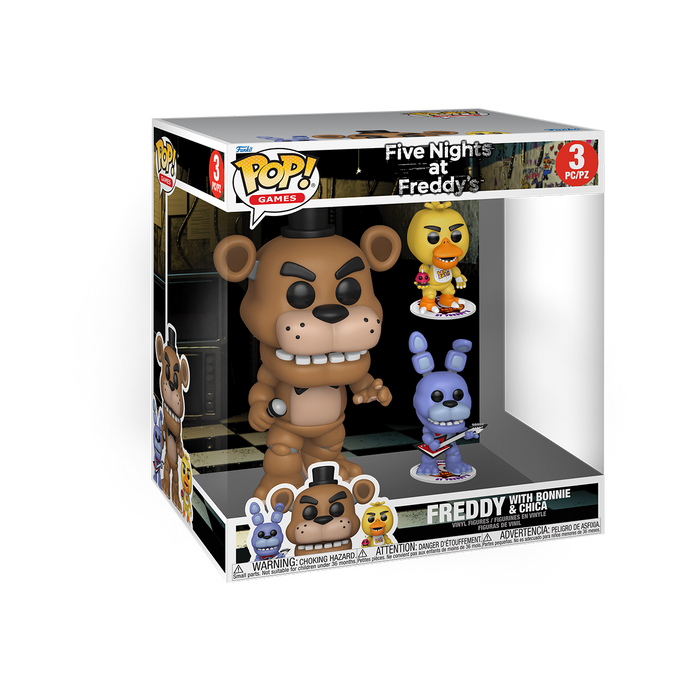 Funko Pop Jumbo & Buddies: Five Nights At Freddys - Freddy 10 Pulgadas con Bunny y Chica