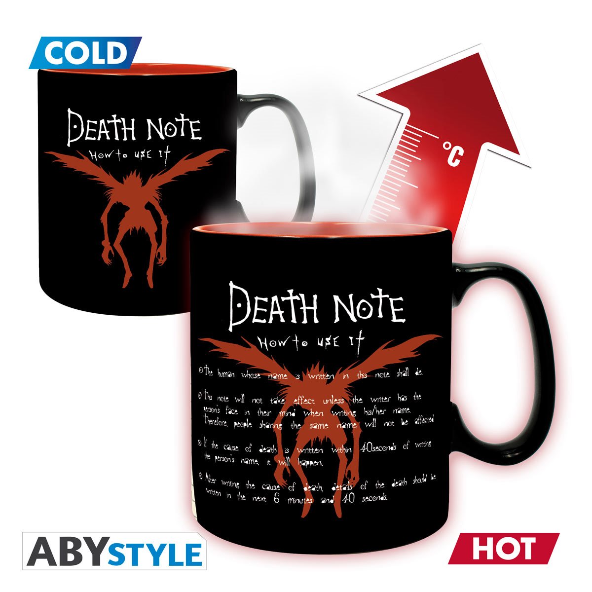 ABYStyle Taza De Ceramica Termocromatica: Death Note - Light Y Reglas De La Death Note 460 ml