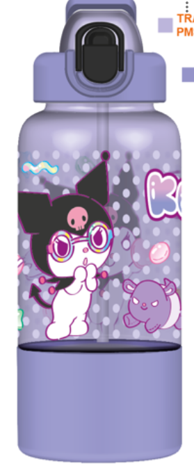 Fun Kids Botella Con Broche Y Contenedor: Sanrio - Kuromi 500 Ml