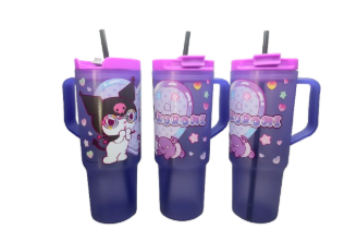 Fun Kids Tarro De Plastico Con Tapa Y Popote: Sanrio - Kuromi 1.2 L