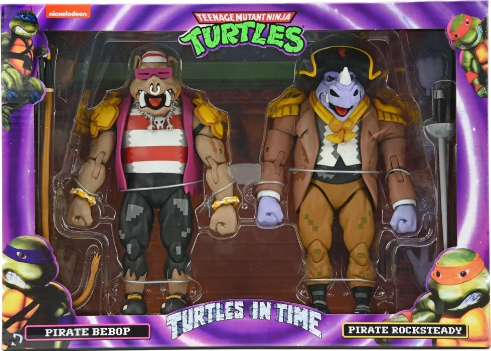 NECA Figura de Accion: TMNT Tortugas Ninja en el Tiempo - Bebop y Rocksteady Piratas 2 Pack 7 Pulgadas