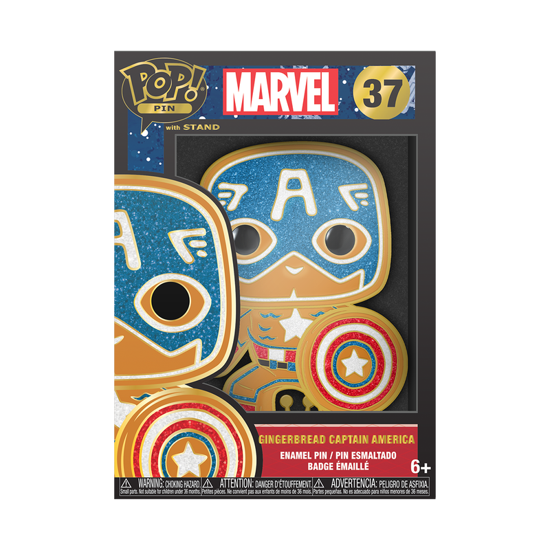Funko Pop Pin: Marvel Holiday - Capitan America Galleta de Jengibre Esmaltado