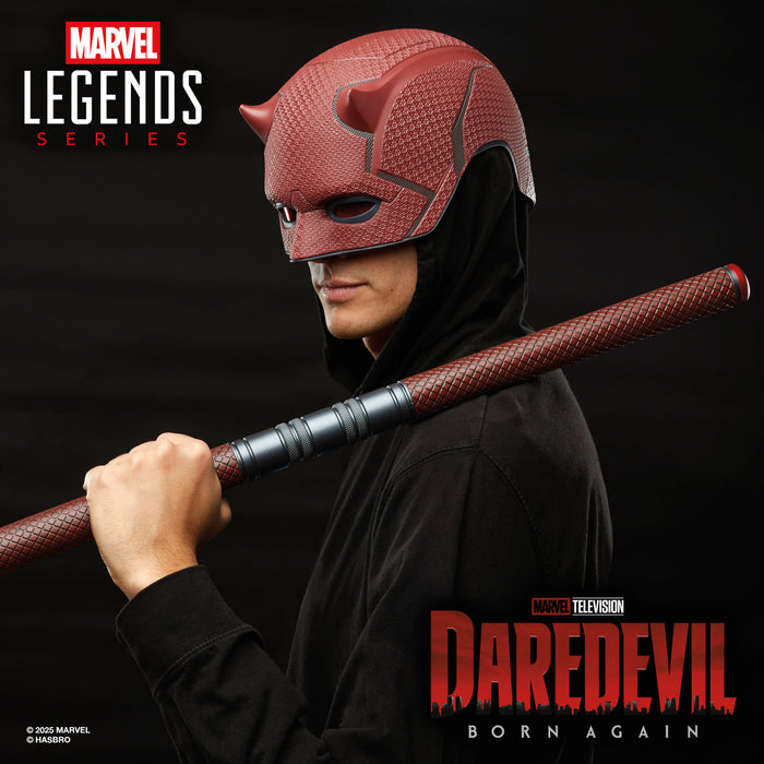 Marvel Legends Series: Daredevil Born Again - Mascara Y Baston De Combate De Daredevil Casco Premium Replica