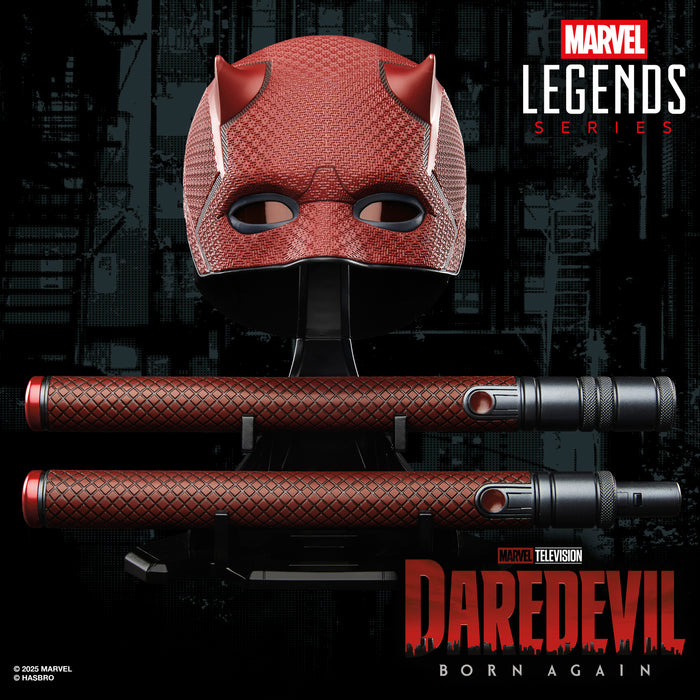 Marvel Legends Series: Daredevil Born Again - Mascara Y Baston De Combate De Daredevil Casco Premium Replica
