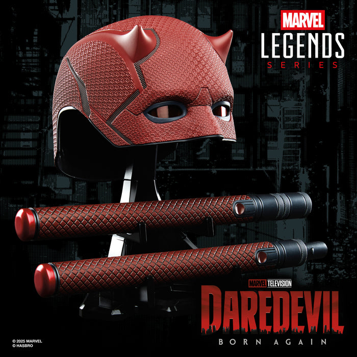 Marvel Legends Series: Daredevil Born Again - Mascara Y Baston De Combate De Daredevil Casco Premium Replica
