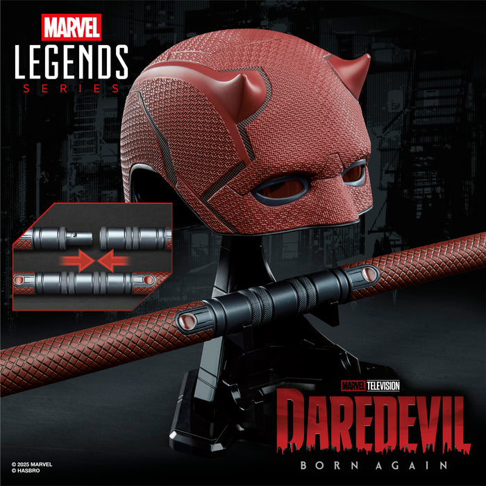 Marvel Legends Series: Daredevil Born Again - Mascara Y Baston De Combate De Daredevil Casco Premium Replica