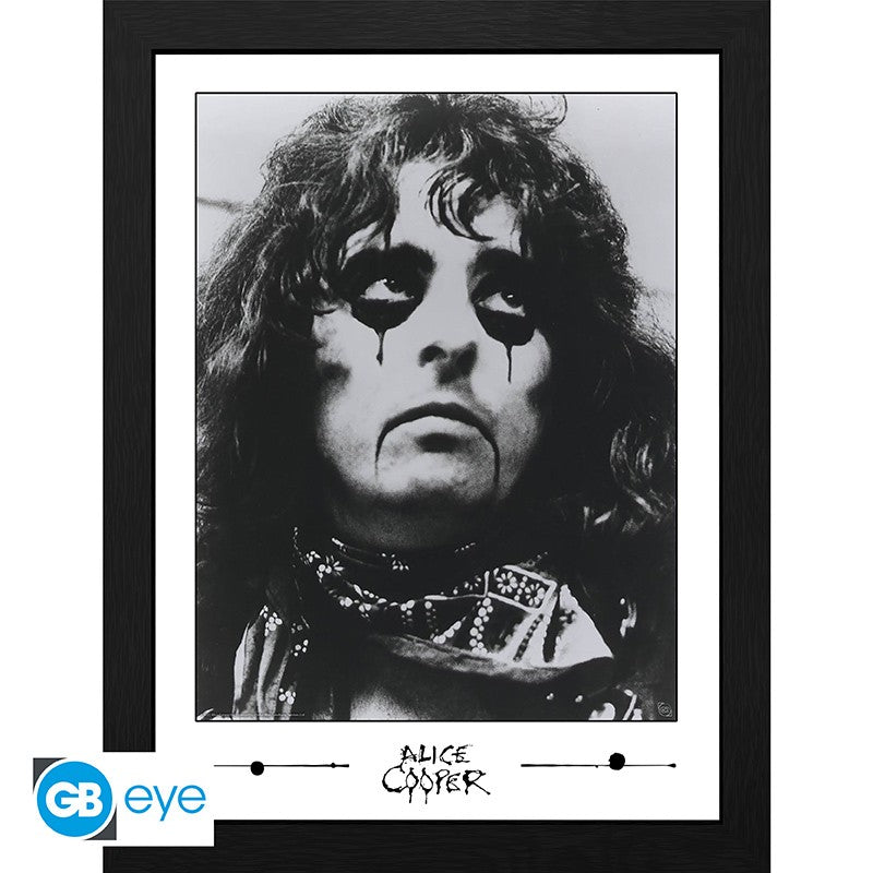 ABYStyle Framed Print: Alice Cooper - Early Alice Cooper Black And White Impresion Enmarcada