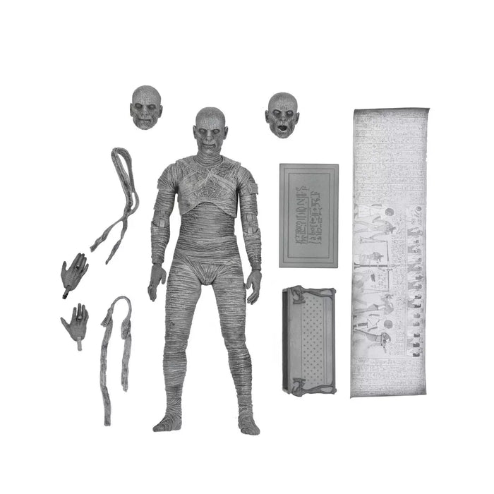 NECA Figura de Accion Ultimate: Universal Monsters - La Momia Black & White 7 Pulgadas