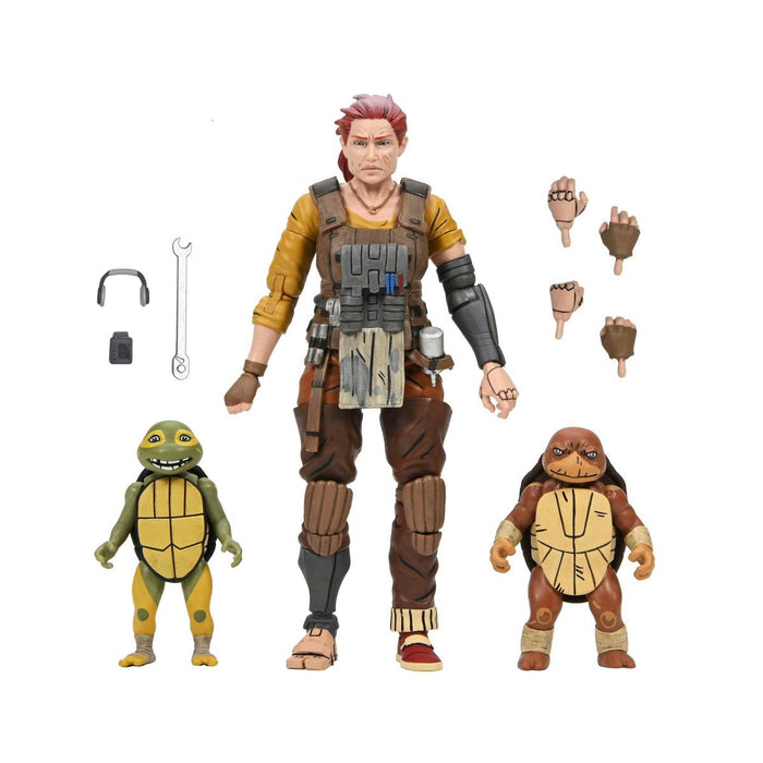 NECA Figura de Accion: TMNT Tortugas Ninja The Last Ronin The Lost Years - Grammy April con Baby Yi y Moja 7 Pulgadas