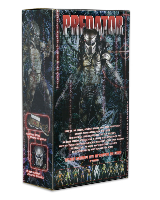 NECA Figura de Accion: Depredador - Depredador Cazador de la Jungla con Luz Led Escala 1/4