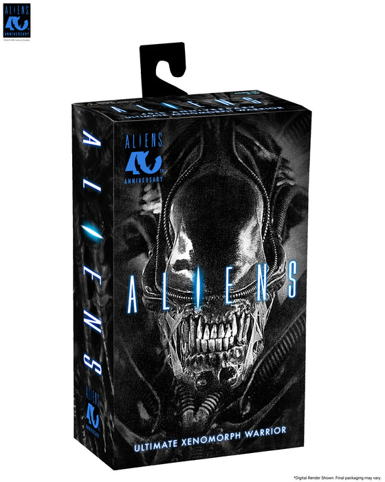 NECA Figura de Accion Ultimate: Aliens 40 Aniversario - Warrior Xenomorph Black 7 Pulgadas