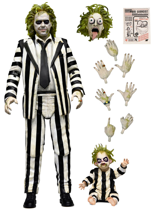 NECA Figura de Accion Ultimate: Beetlejuice - Beetlejuice Striped Suit 7 Pulgadas