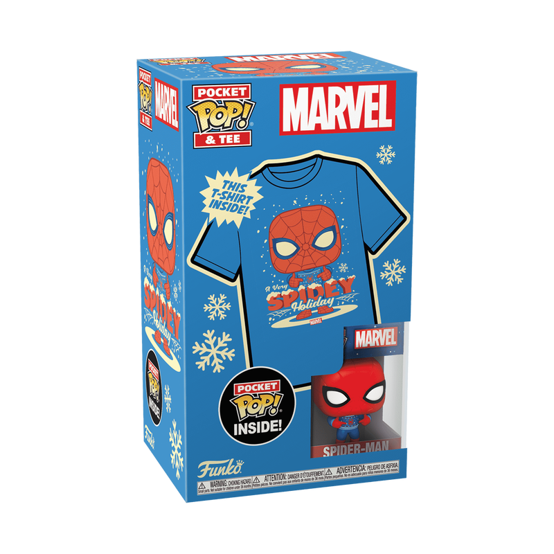 Funko Pop Keychain & Tee: Marvel Holiday - Playera Infantil Mediana Con Llavero Spiderman