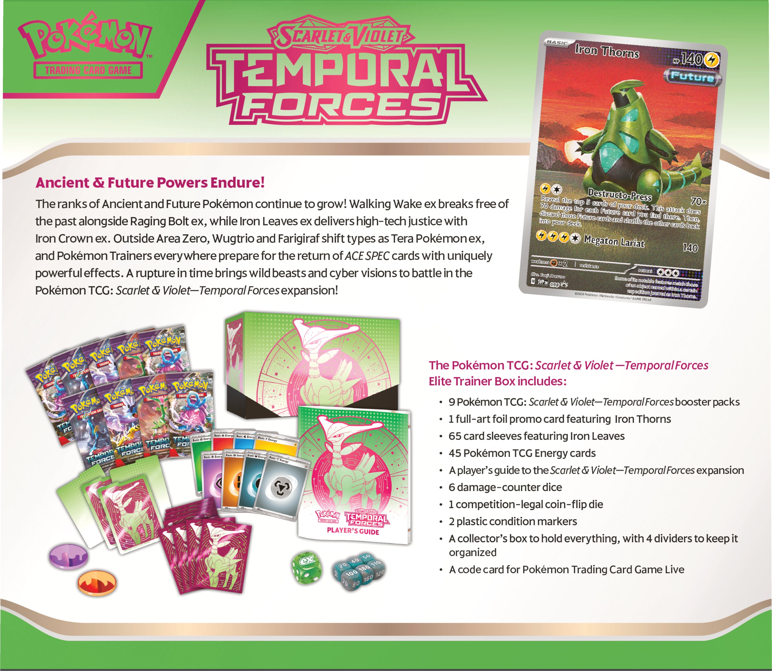 Pokemon TCG Scarlet & Violet: Temporal Forces - Elite Trainer Box Iron Leaves En Ingles