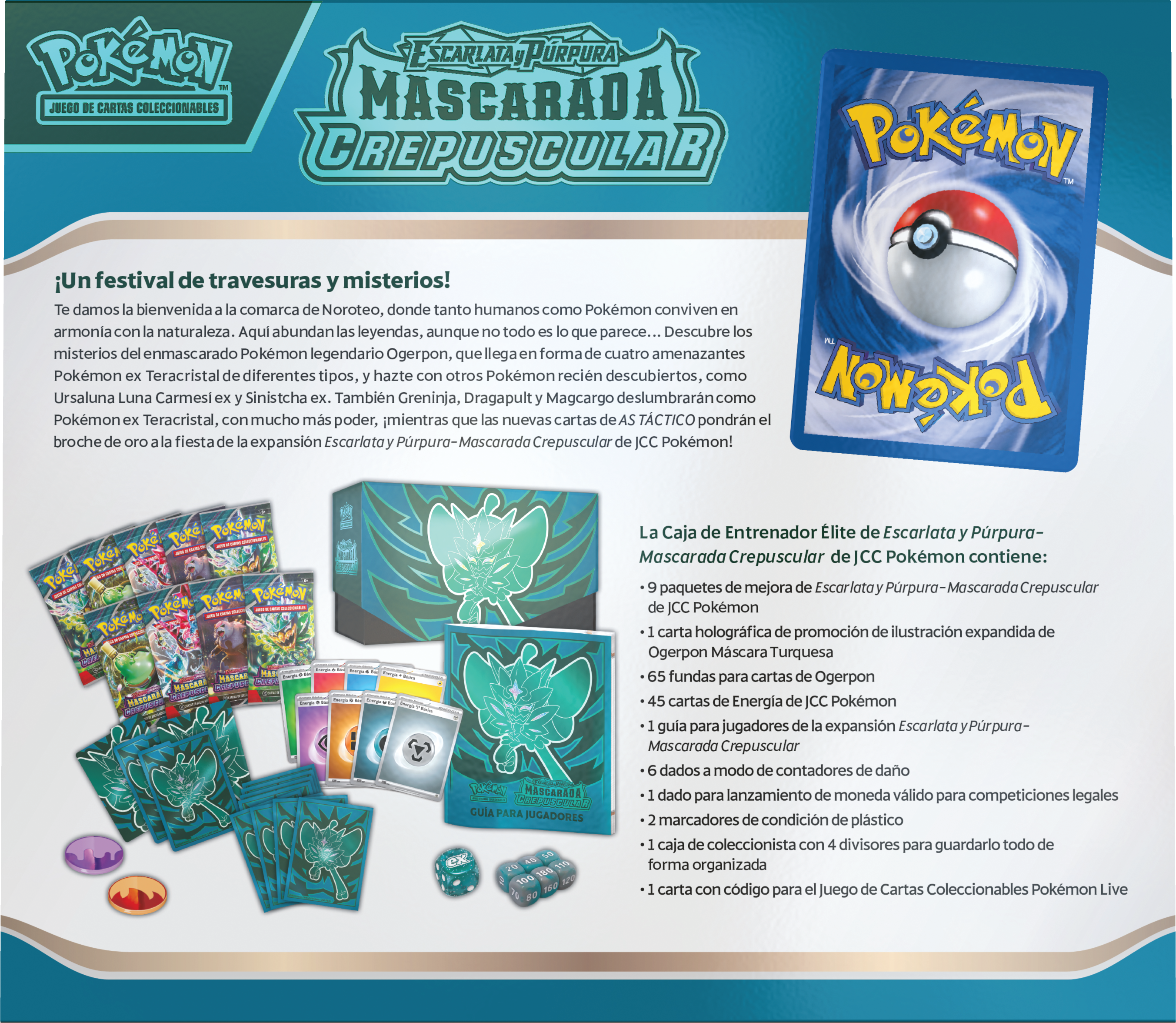 Pokemon TCG Escarlata y Purpura: Mascarada Crepuscular - Elite Trainer Box Ogerpon En EspaÃ±ol