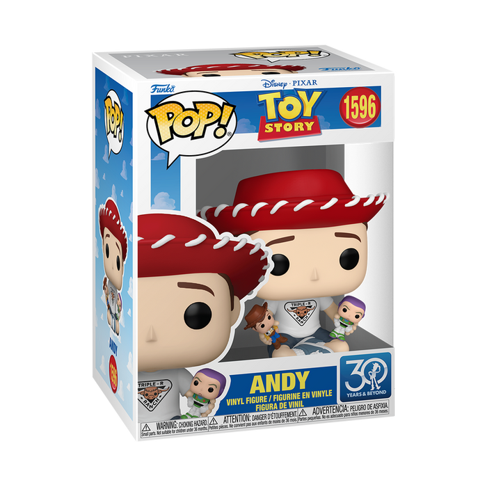 Funko Pop Disney: Pixar Toy Story 30 Aniversario - Andy con Woody y Buzz