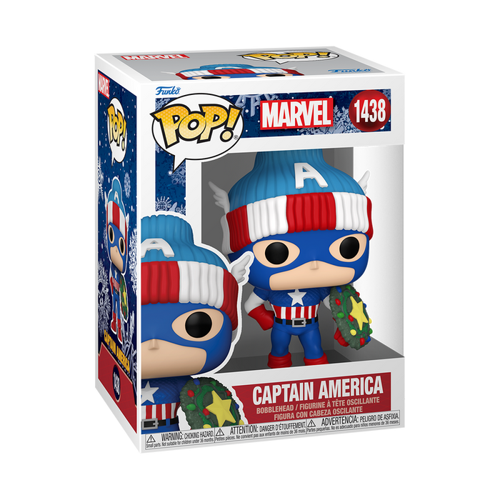 Funko Pop Marvel: Holiday - Capitan America Con Gorro