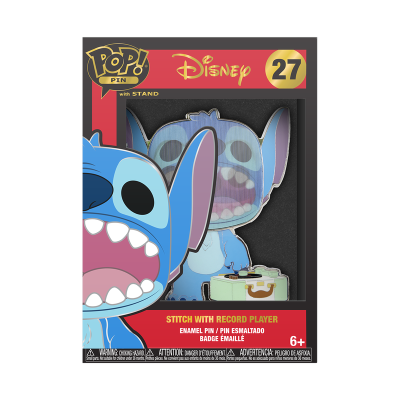 Funko Pop Pin: Disney Lilo y Stitch - Stitch Con Tocadiscos Pin Esmaltado