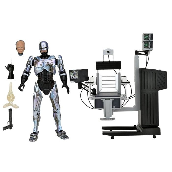NECA Figura de Accion Ultimate: RoboCop - RoboCop con daño batalla con Silla 7 Pulgadas