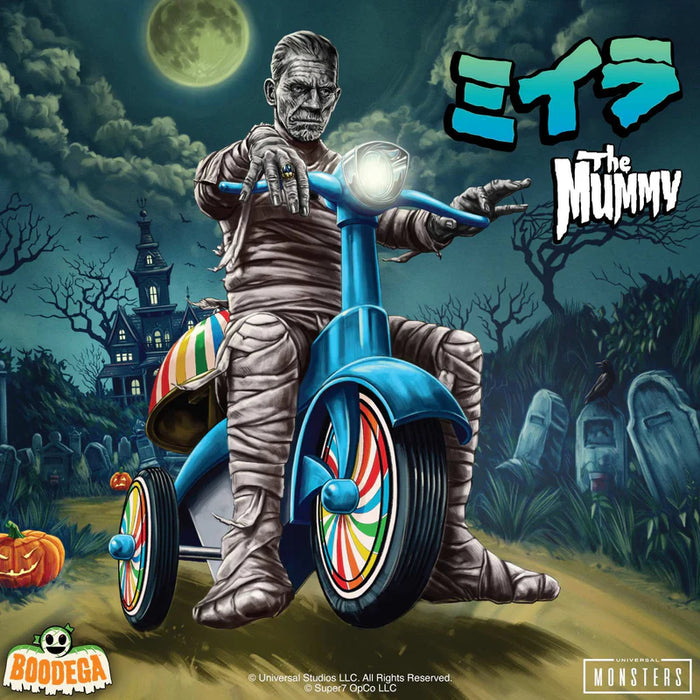 Super7 Super Cycles: Universal Monsters - La Momia Gris Claro Con Triciclo Azul