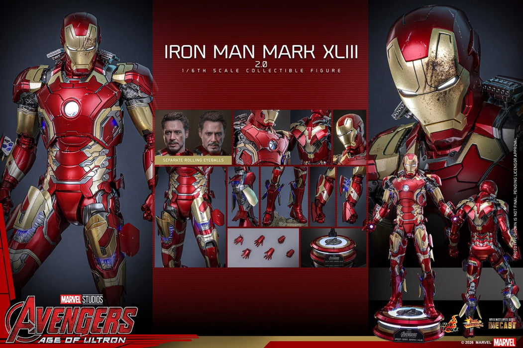 Hot Toys Movie Masterpiece Series: Marvel Avengers Era de Ultron - Iron Man Mark XLIII 2.0 Escala 1/6