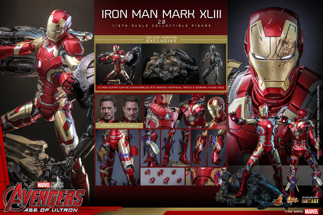Hot Toys Movie Masterpiece Series: Marvel Avengers Era de Ultron - Iron Man Mark XLIII 2.0 Deluxe Escala 1/6
