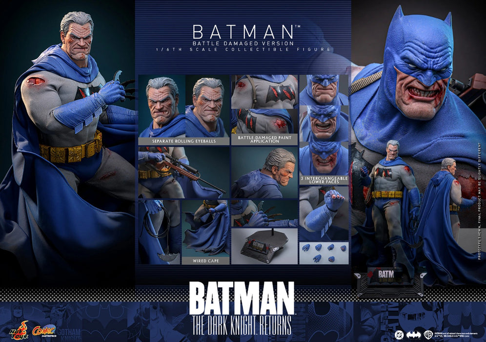 Hot Toys Comics Masterpiece Series: DC Batman The Dark Knight Returns - Batman Battle Damaged Escala 1/6