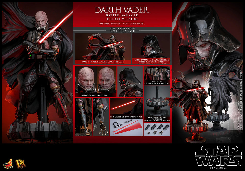Hot Toys DX Series: Star Wars - Darth Vader En Batalla Con Luz Led Deluxe Escala 1/6