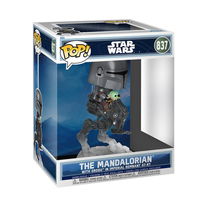 Funko Pop Rides Deluxe: Mando & Grogu - Mandaloriano con grogu en AR-RT