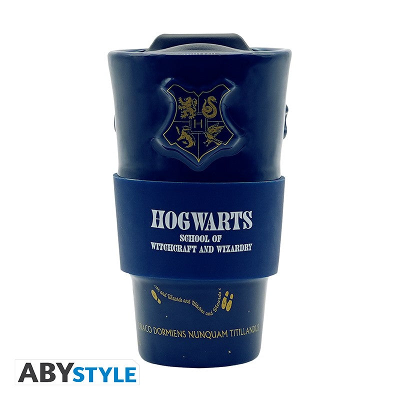 ABYstyle Taza De Viaje De Ceramica: Harry Potter - Escudos de Hogwarts 450 ml