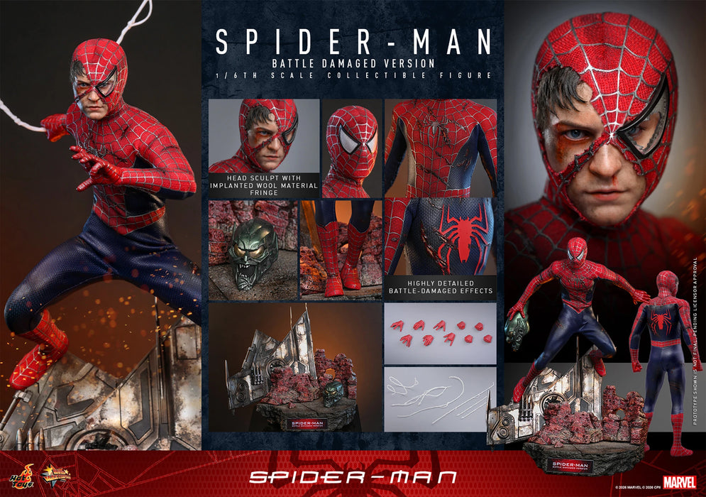 Hot Toys Masterpiece Series: Marvel Spiderman - SpiderMan Battle Damaged Escala 1/6