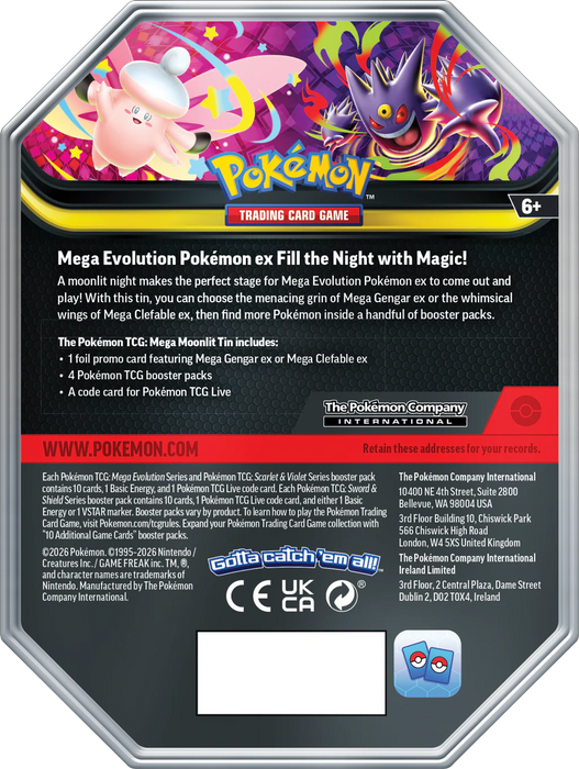 Pokemon TCG: Lata Megaluz Lunar - Mega Gengar ex o Mega Clefable ex En Español