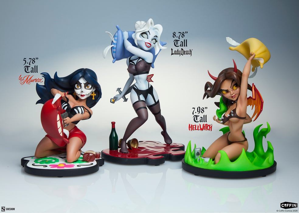 Sideshow Collectibles: Coffin Comics Sleepover In Hell - Lady Death, Hellwitch y La Muerta 3 Pack