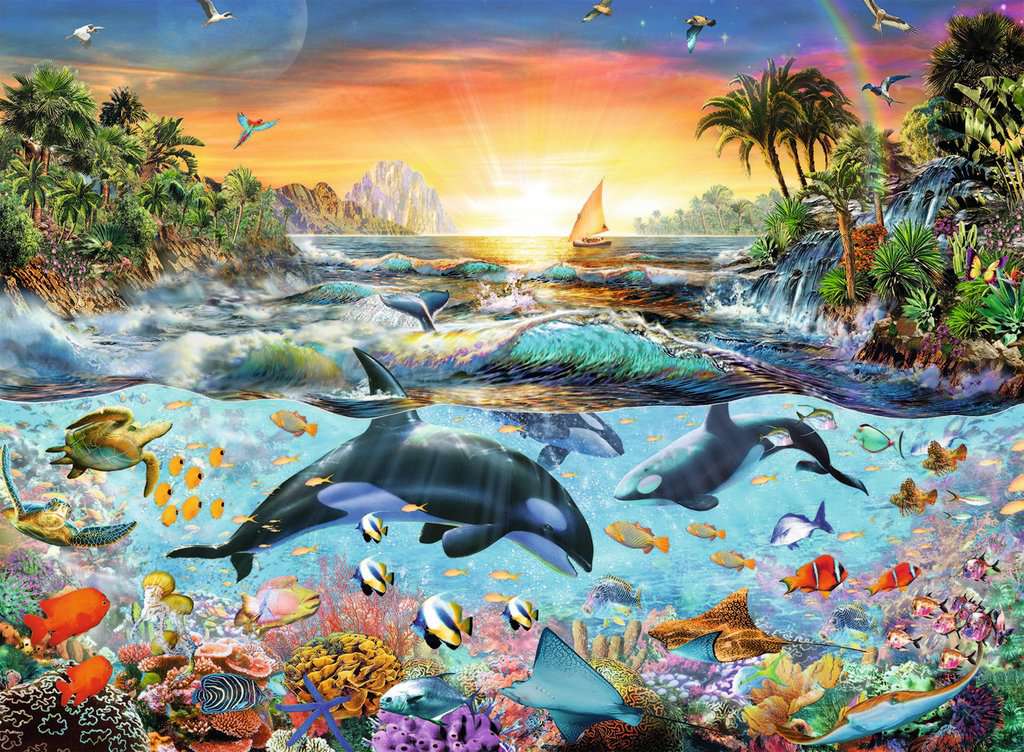 Ravensburger Rompecabezas: Paraiso de Orcas Kids XXL 200 piezas