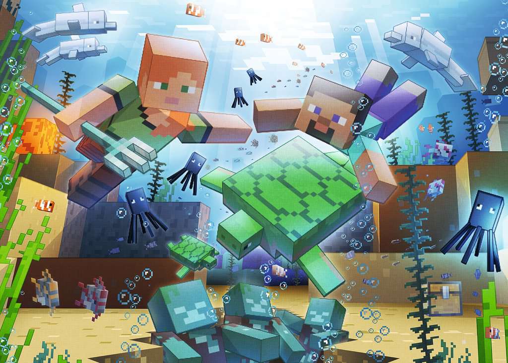 Ravensburger Rompecabezas Adultos: Minecraft - Bioma Acuatico 1000 piezas
