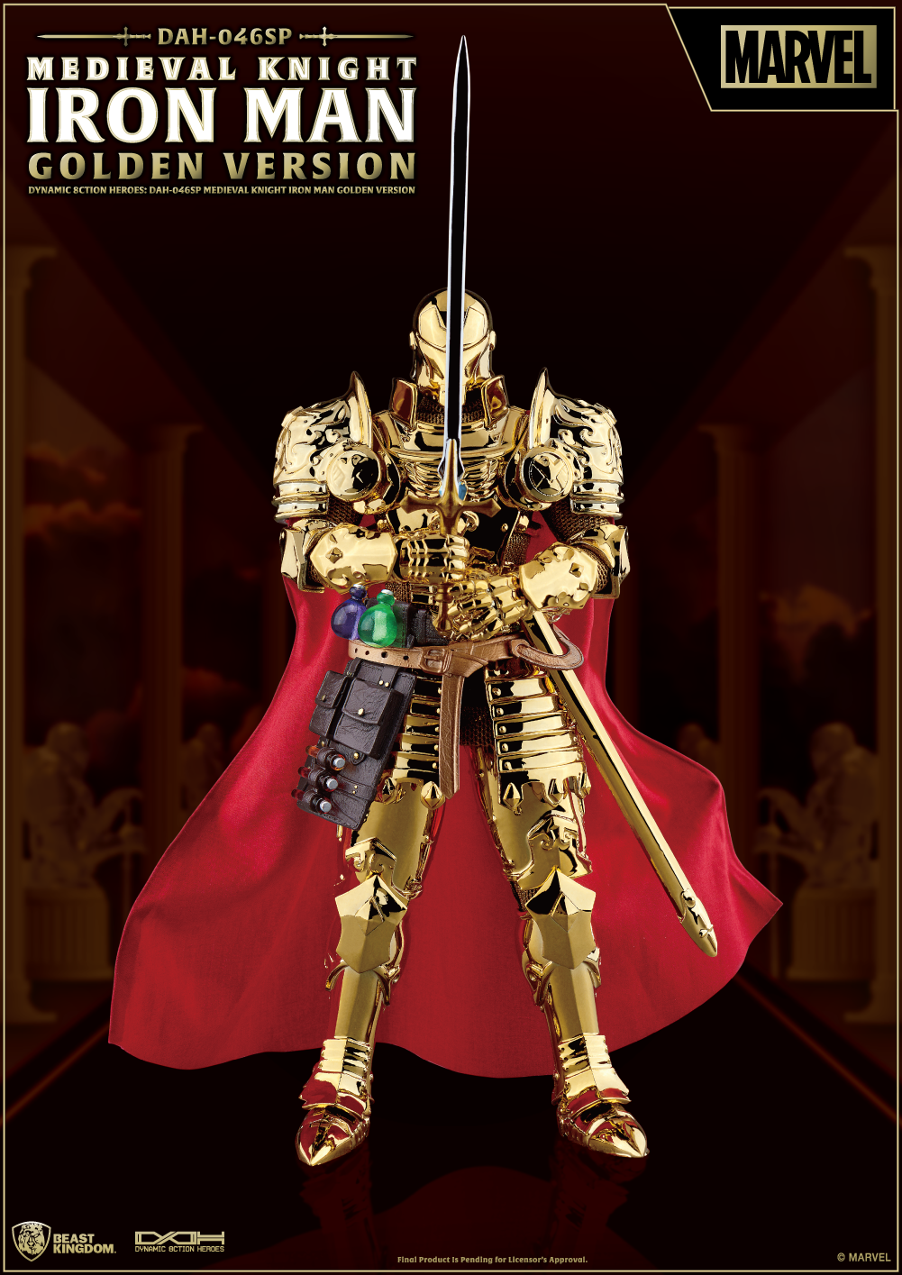 Beast Kingdom Dynamic Action Heroes: Marvel - Caballero Medieval Dorado Exclusivo Comic Con 2022