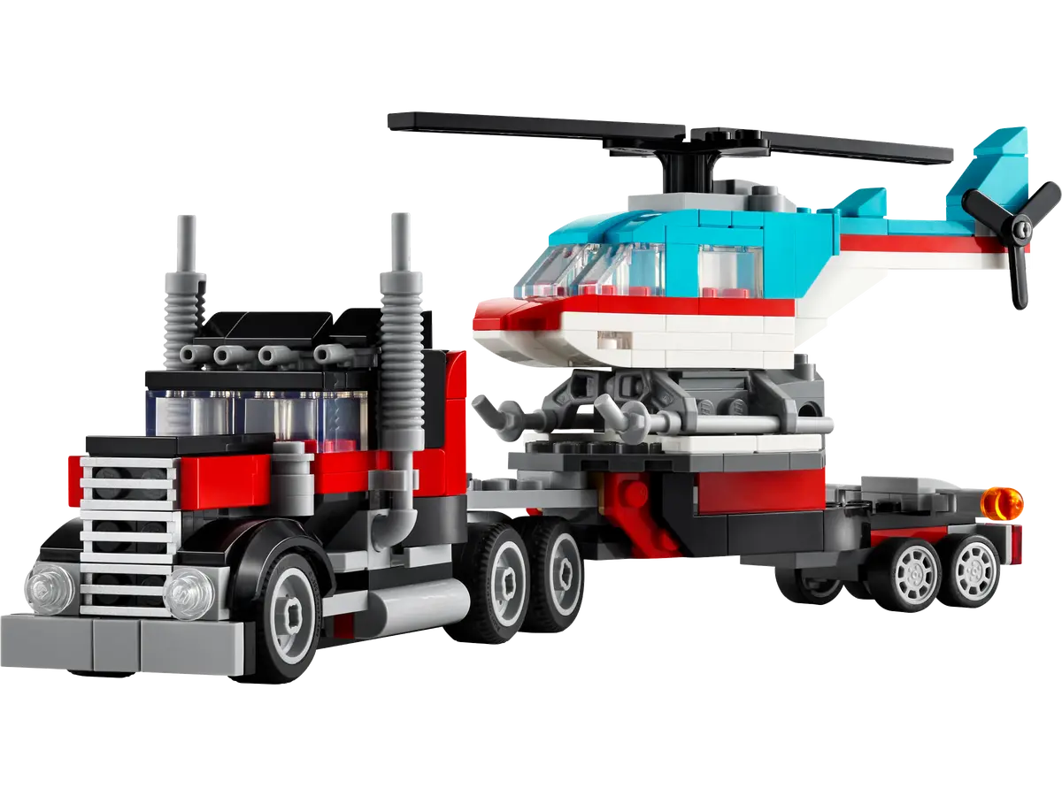 LEGO Creator 3 en 1 Camion Plataforma con Helicoptero 31146