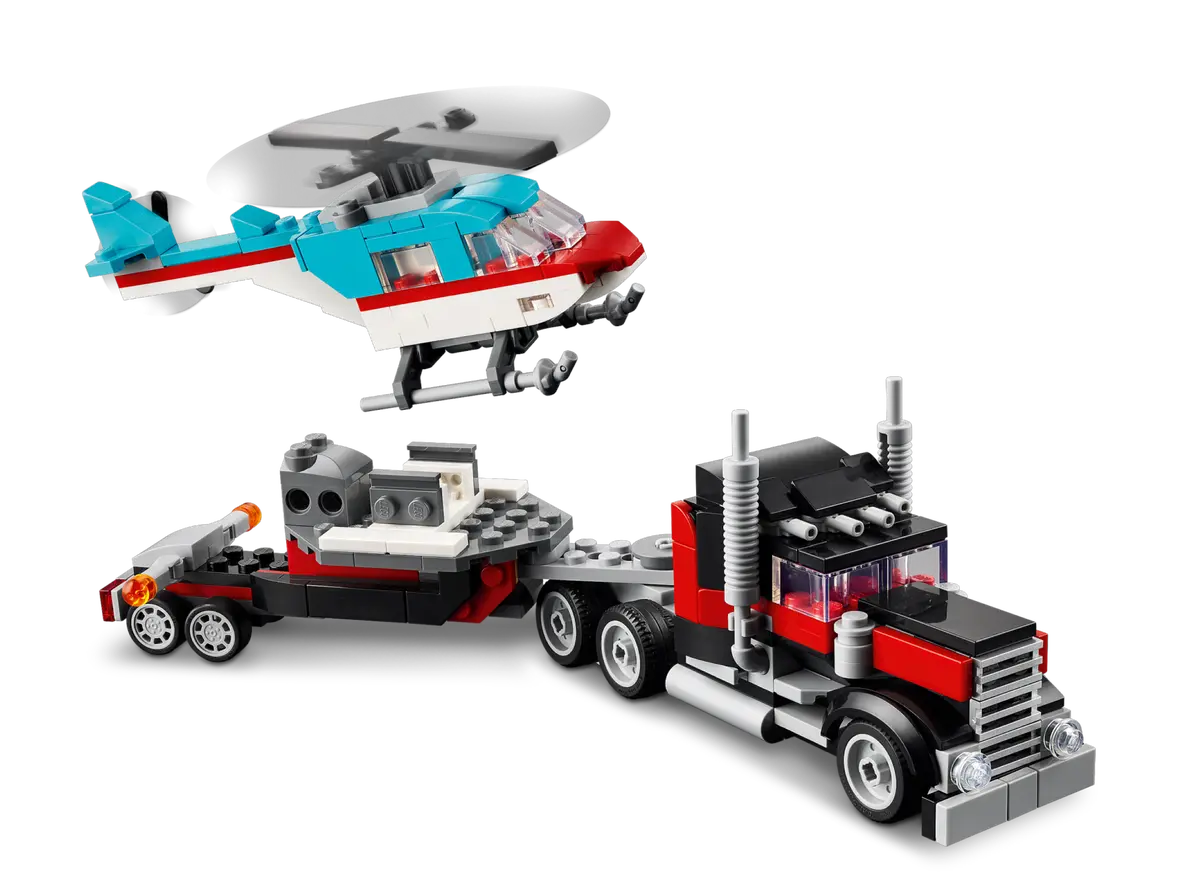 LEGO Creator 3 en 1 Camion Plataforma con Helicoptero 31146