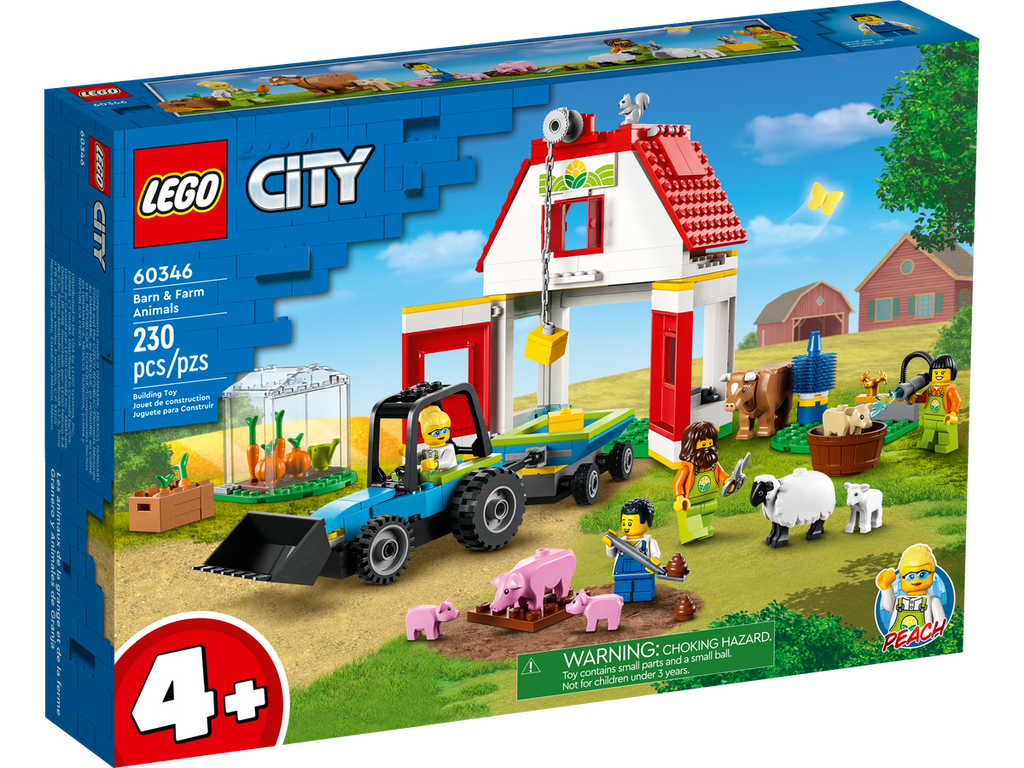 Juguetes de animales de granja para niños de 1, 2, 3, 4, 5 años, granero  rojo grande con figuras animales y juguetes de tractor para niños, juego de