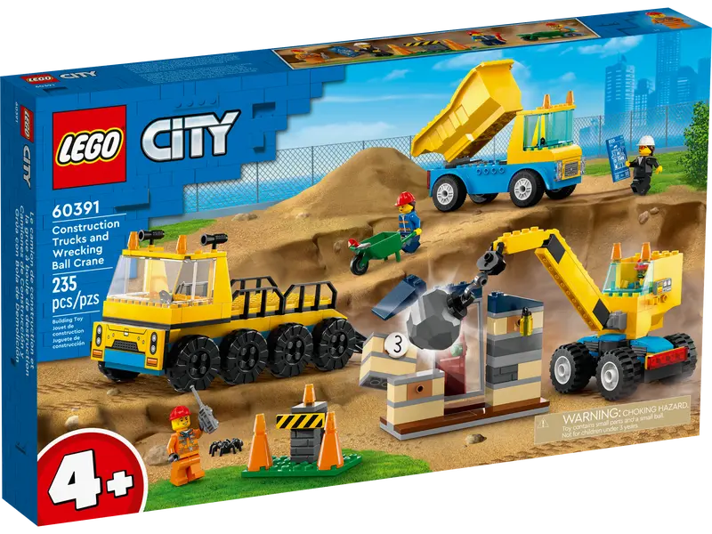 LEGO City Camiones de Obra y Grua con Bola de Demolicion 60391 Distrito Max