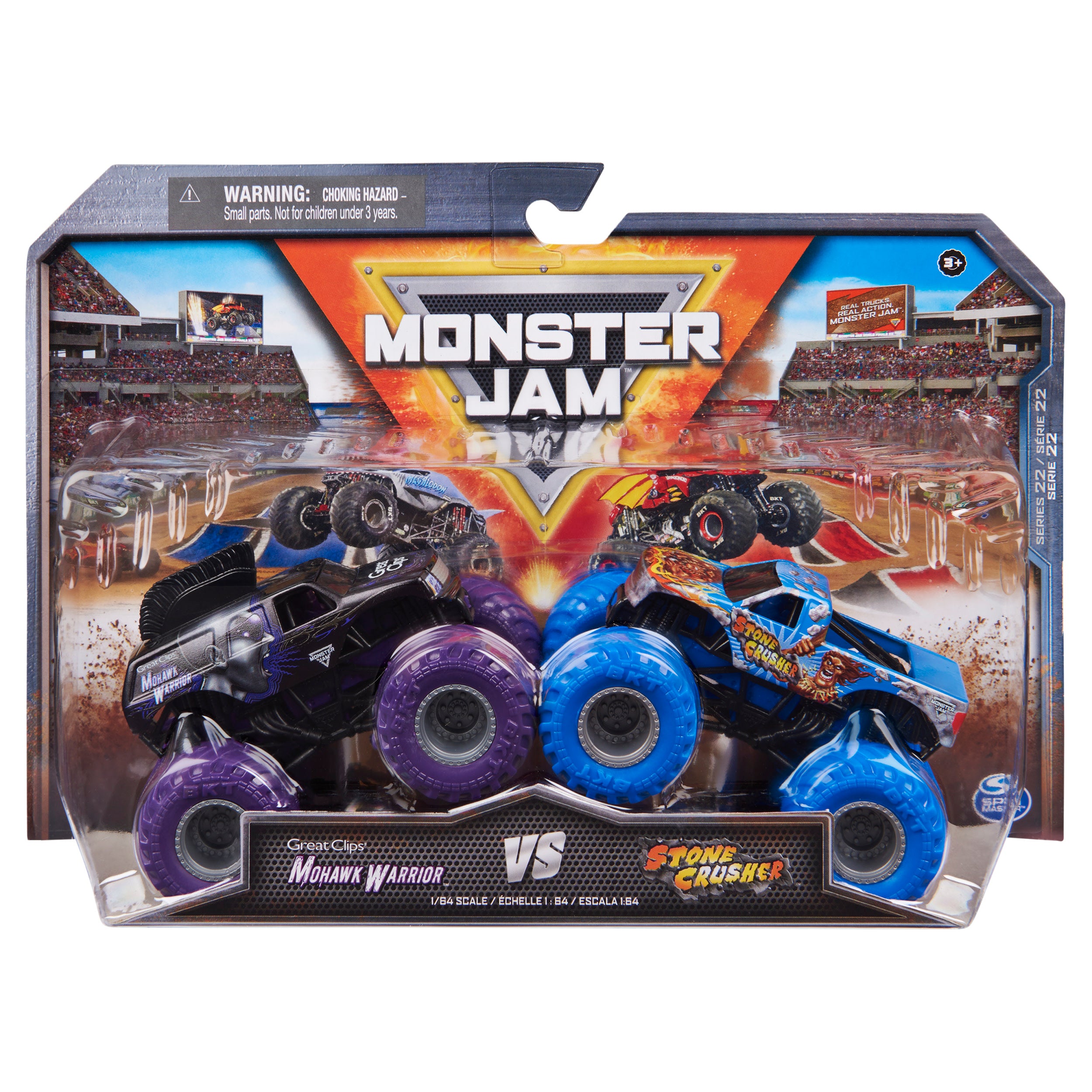 Monster Jam: Mohawk Warrior Vs Stone Crusher Escala 1/64 2 Pack