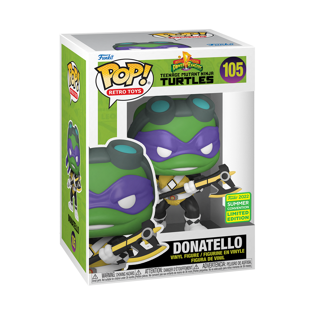 Funko Pop Retro Toys: TMNT x Power Rangers - Donatello Black Ranger Exclusivo SDCC 2022